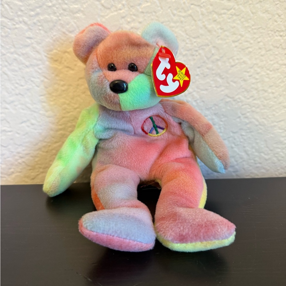 Ty Multicolor Peace Bear beanie baby